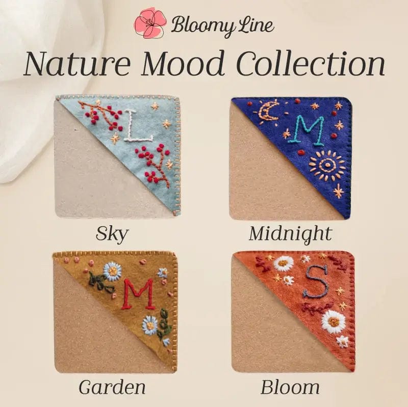 Fourovo Bloomy Line - Personalized Hand Embroidered Corner Bookmark