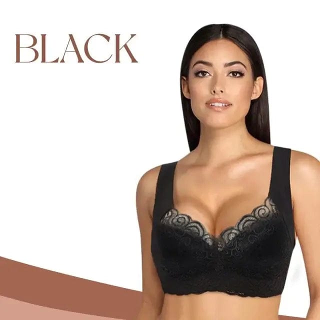 Fourovo BrauBra - Seamless Push Up Wireless Lace Bra Black / M