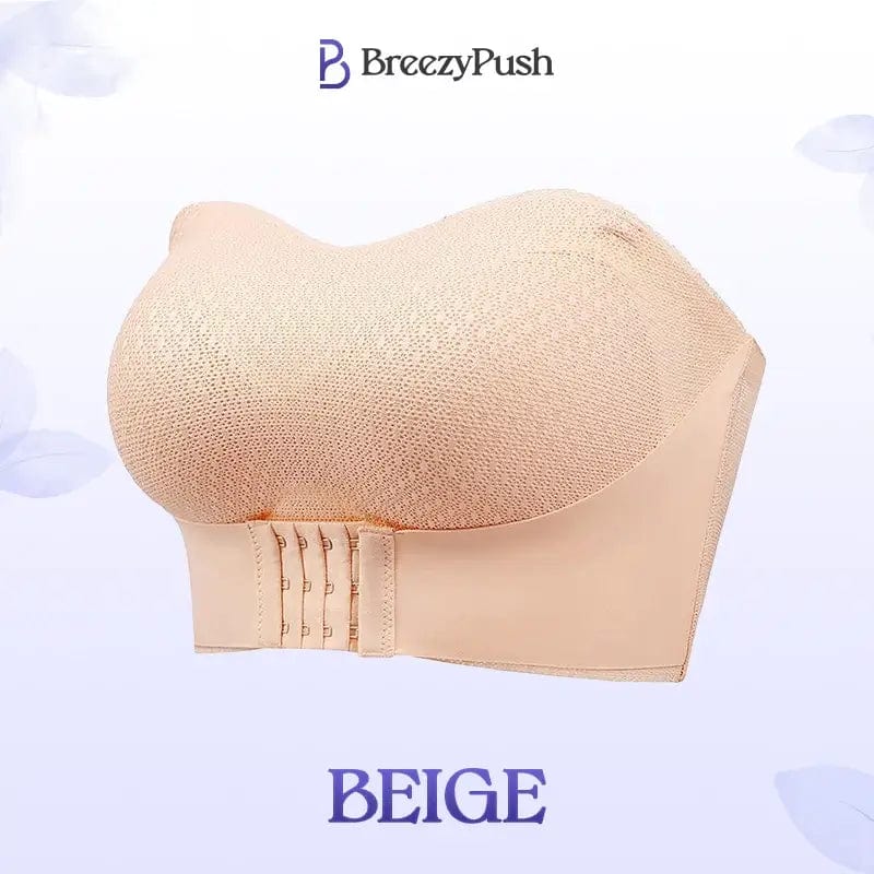 Fourovo BreezyPush - Breathable Non-Slip Strapless Front Buckle Push-Up Bra Beige / 32 / A