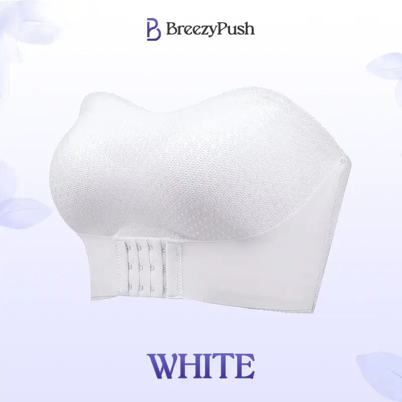 Fourovo BreezyPush - Breathable Non-Slip Strapless Front Buckle Push-Up Bra White / 32 / A