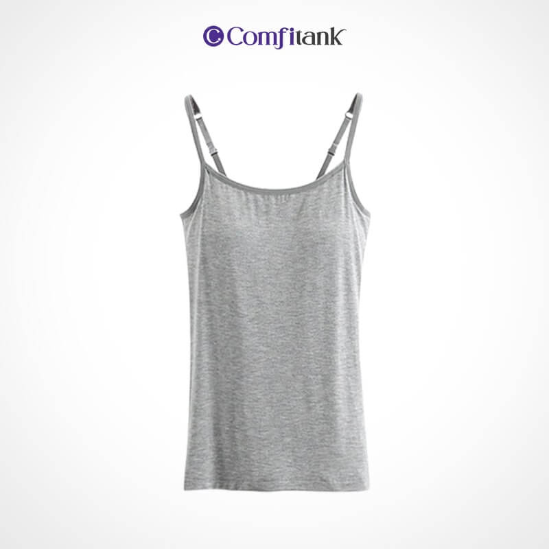 Fourovo Comfitank - Last day 75% OFF - Women Tank Top with Built in Bra Camisole Grey / S