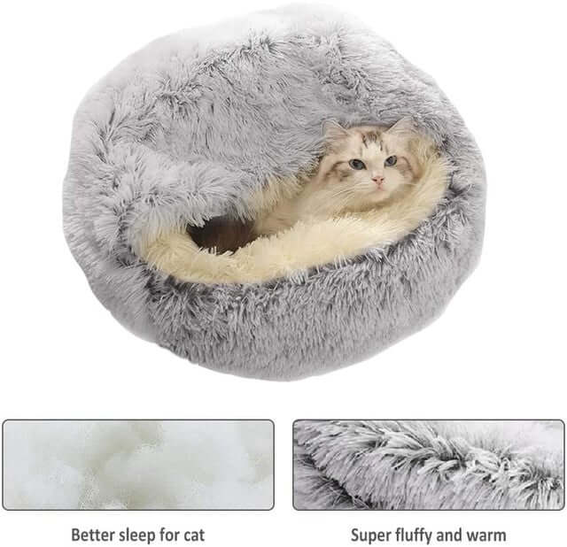 Fourovo CozyNook Plush Fluffy Pet Round Bed