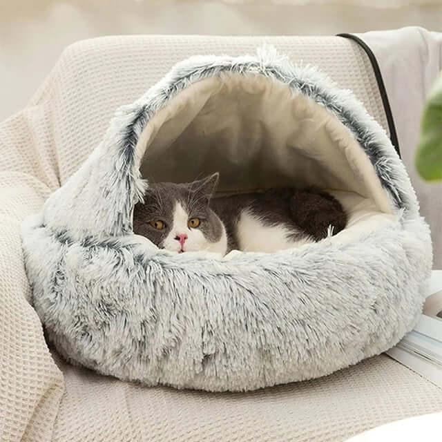 Fourovo CozyNook Plush Fluffy Pet Round Bed