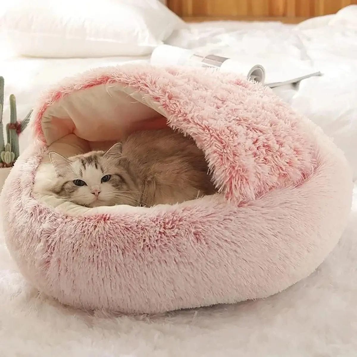 Fourovo CozyNook Plush Fluffy Pet Round Bed