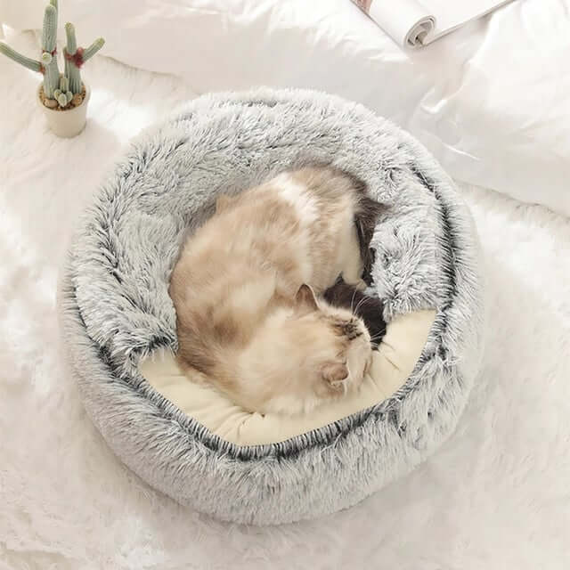 Fourovo CozyNook Plush Fluffy Pet Round Bed