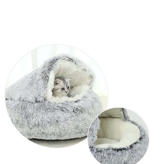 Fourovo CozyNook Plush Fluffy Pet Round Bed