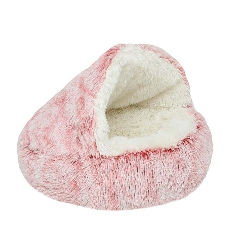 Fourovo CozyNook Plush Fluffy Pet Round Bed Pink / S