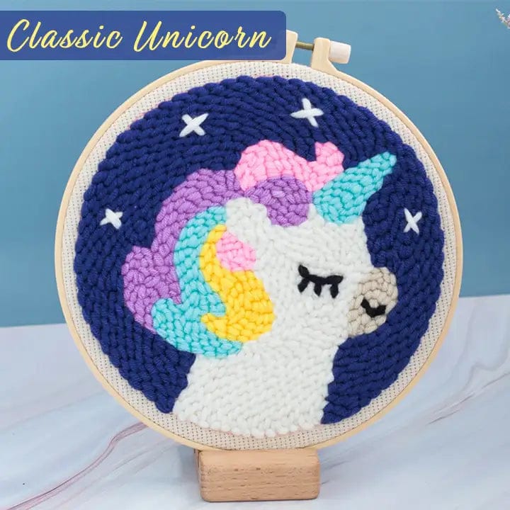 Fourovo Easy Punch Needle Embroidery Expert Kit Classic Unicorn