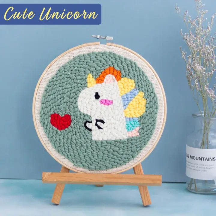 Fourovo Easy Punch Needle Embroidery Expert Kit Cute Unicorn