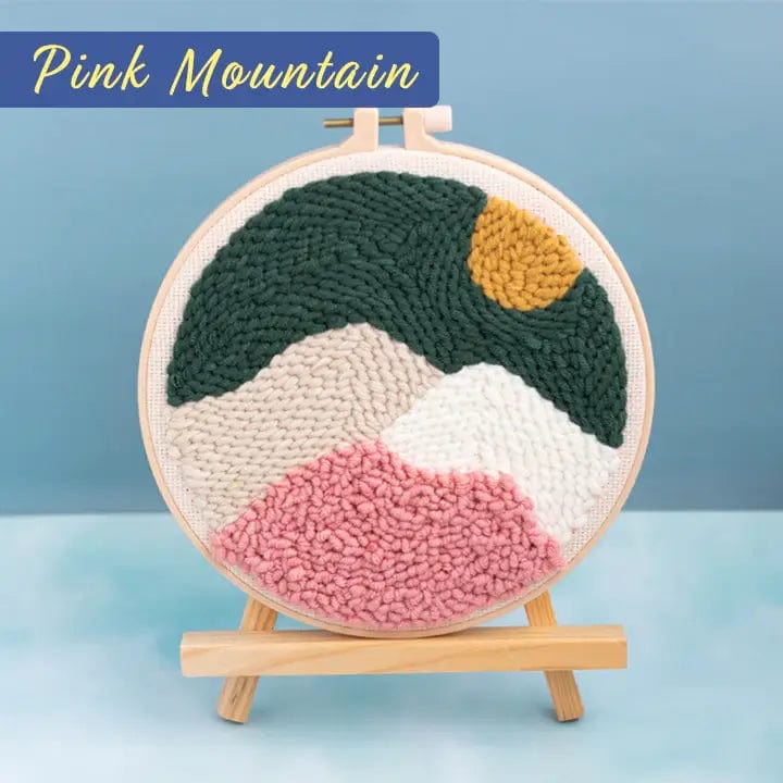 Fourovo Easy Punch Needle Embroidery Expert Kit Pink Mountain