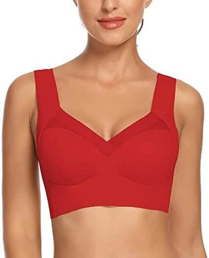 Fourovo Fashion Deep Cup BraSummer sexy Push Up Wireless Bras Red / M