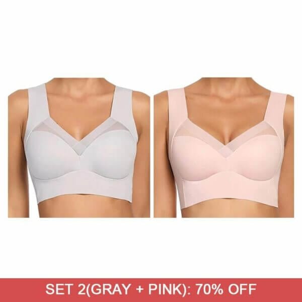 Fourovo Fashion Deep Cup BraSummer sexy Push Up Wireless Bras Set 2 (Light Blue+Pink) / M