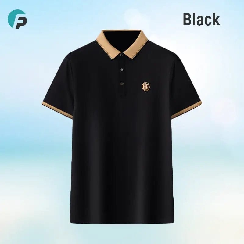 Fourovo FlexPolo - Last Day 70% OFF - Men's Ice Silk Breathable Embroidered Polo Black / S