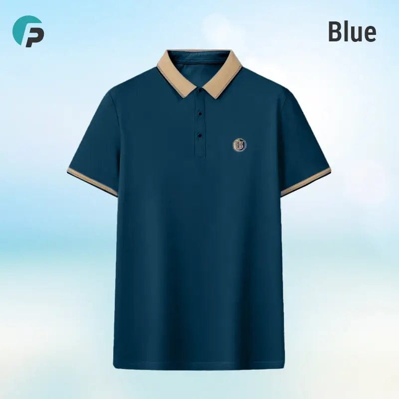 Fourovo FlexPolo - Last Day 70% OFF - Men's Ice Silk Breathable Embroidered Polo Blue / S