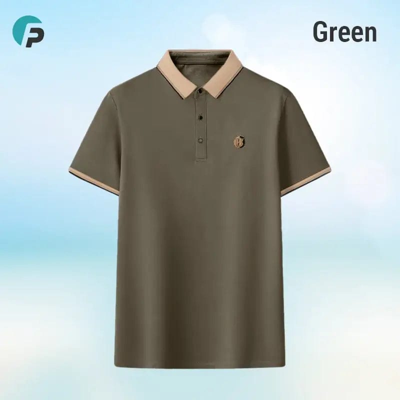 Fourovo FlexPolo - Last Day 70% OFF - Men's Ice Silk Breathable Embroidered Polo Green / S