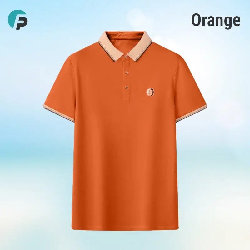 Fourovo FlexPolo - Last Day 70% OFF - Men's Ice Silk Breathable Embroidered Polo Orange / S