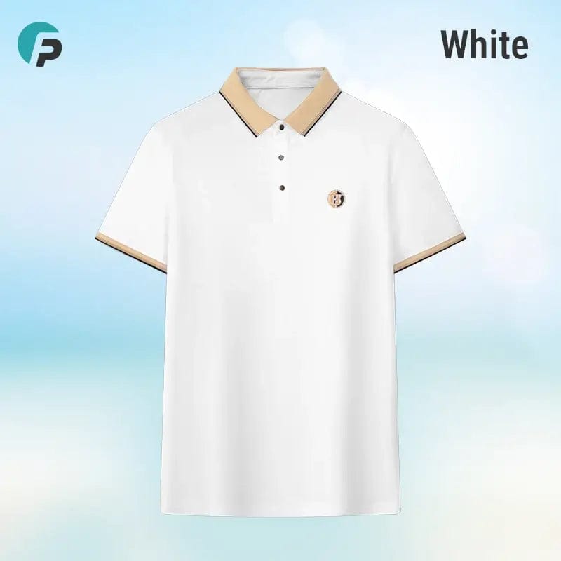 Fourovo FlexPolo - Last Day 70% OFF - Men's Ice Silk Breathable Embroidered Polo White / S