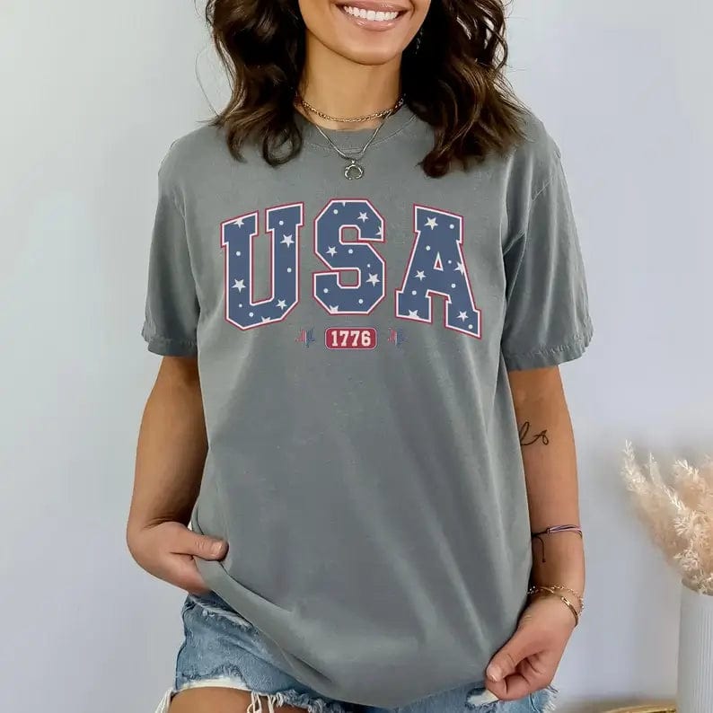 Fourovo Fourth Of July Shirt Gray / S