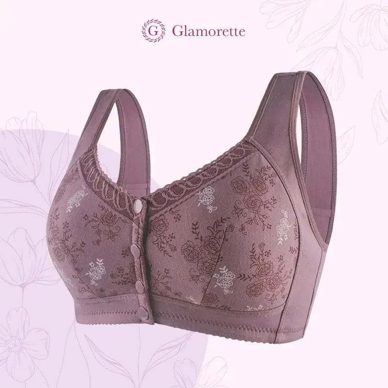 Fourovo Glamorette - Cotton Front Closure Bra Purple / 2XL