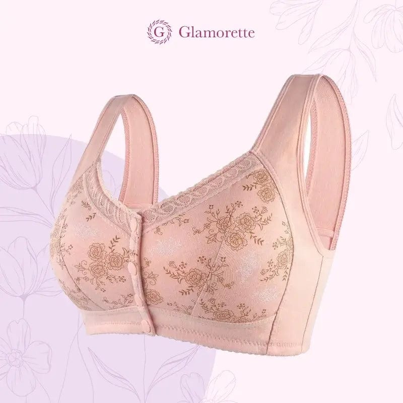 Fourovo Glamorette - Cotton Front Closure Bra Rose Red / 2XL