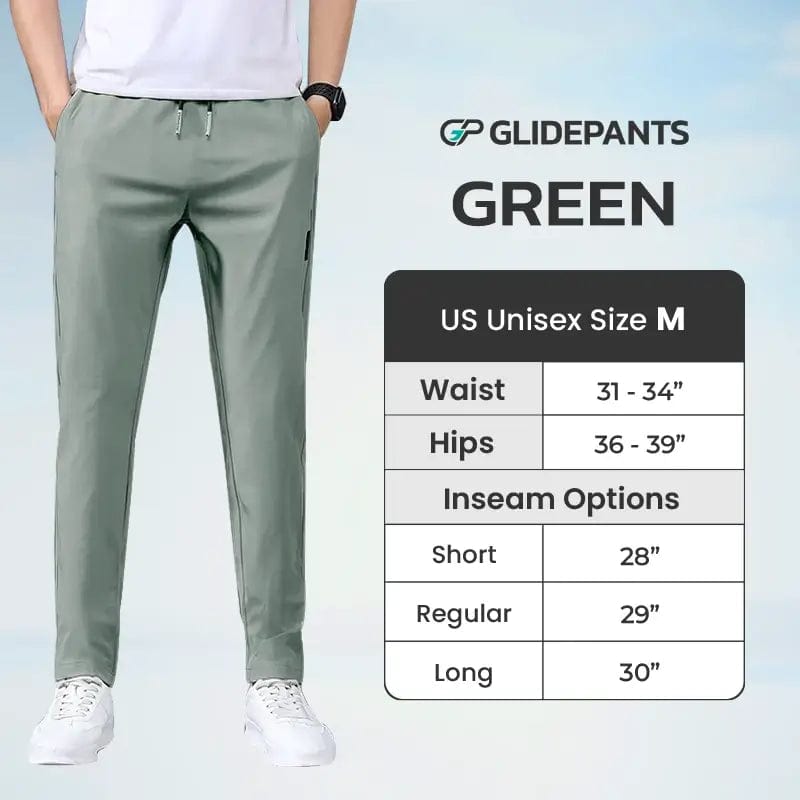 Fourovo GlidePants - Unisex Quick Dry Pull-on Stretch Pants Green / S / Short