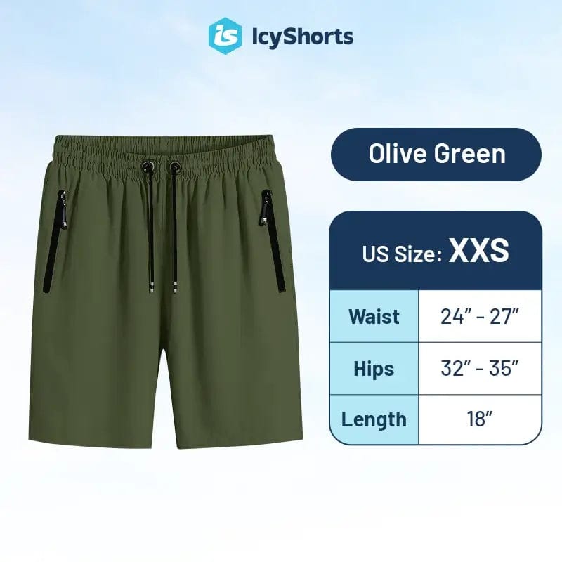 Fourovo Icy Shorts - Last day 80% OFF - Unisex Ice Silk Stretch Quick-Dry Shorts Olive Green / XXS