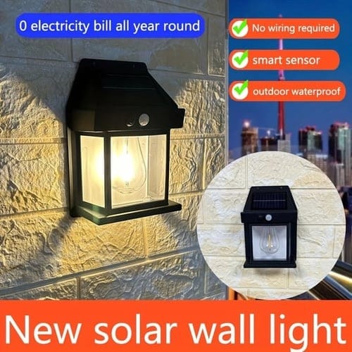 Fourovo 🎁Limited Time Sale 48% OFF💕2024 New Outdoor Solar Wall Lamp Black