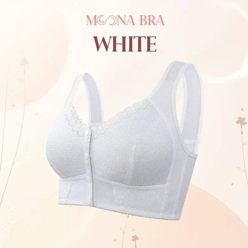 Fourovo Moona Bra - Front Closure Breathable Bra for Seniors White / 30 / A