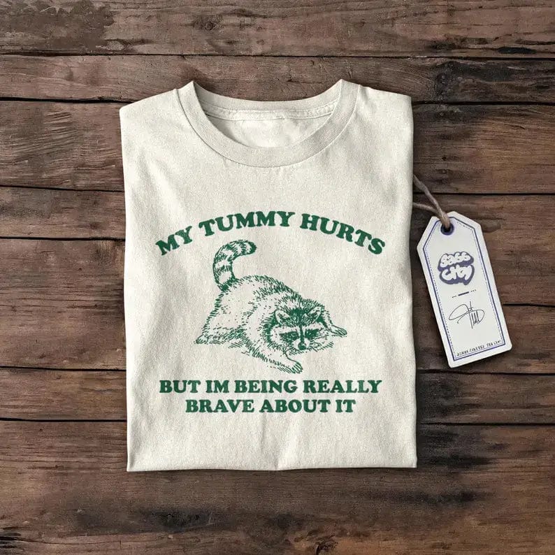 Fourovo My Tummy Hurts T-Shirt White / XS