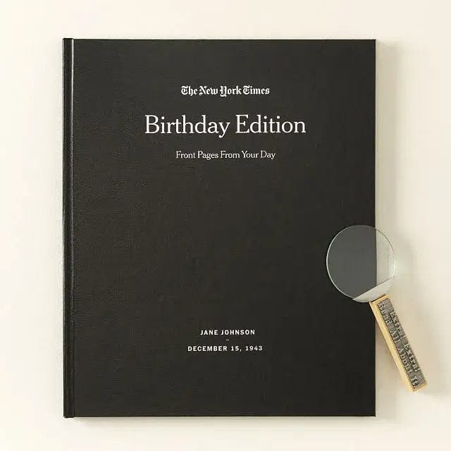 Fourovo New York Times Custom Birthday Book Custom Birthday Book with Magnifying Glass