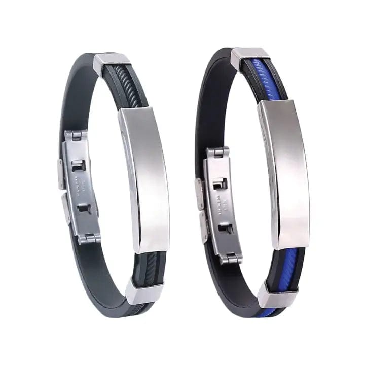 Fourovo Oveallgo™ Apus Ion Therapeutic Lympunclog Titanium Wristband Black+Blue