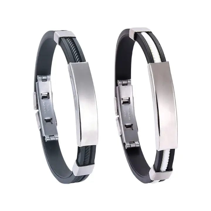 Fourovo Oveallgo™ Apus Ion Therapeutic Lympunclog Titanium Wristband Black+White