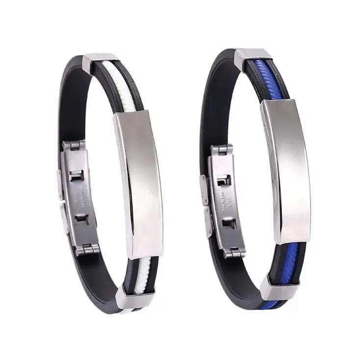 Fourovo Oveallgo™ Apus Ion Therapeutic Lympunclog Titanium Wristband White+Blue