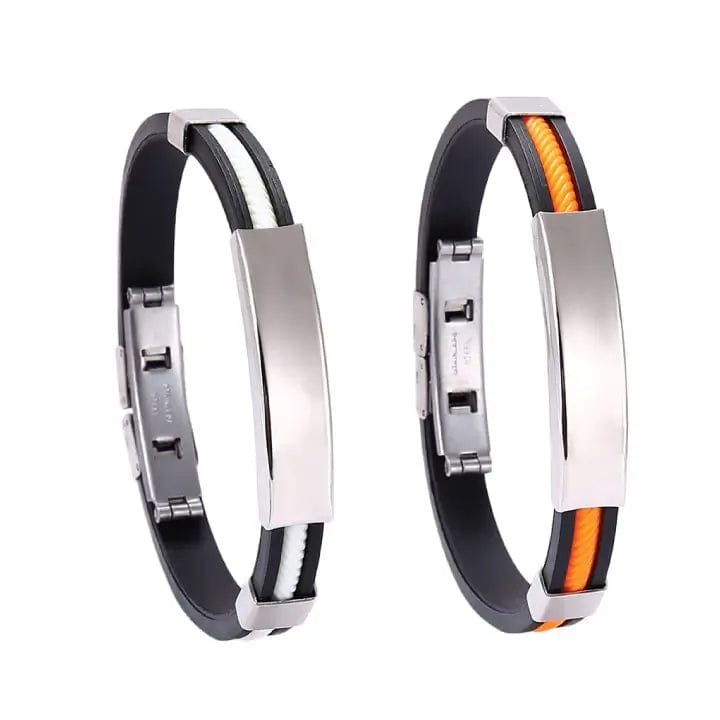 Fourovo Oveallgo™ Apus Ion Therapeutic Lympunclog Titanium Wristband White+Orange