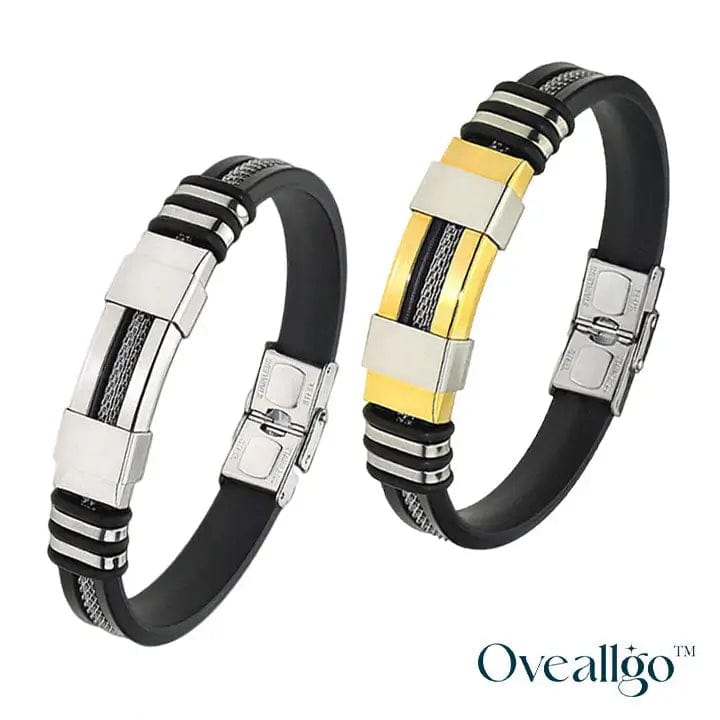 Fourovo Oveallgo™ SugarFirm TitanION Wristband Silver Frost + Metal Gold