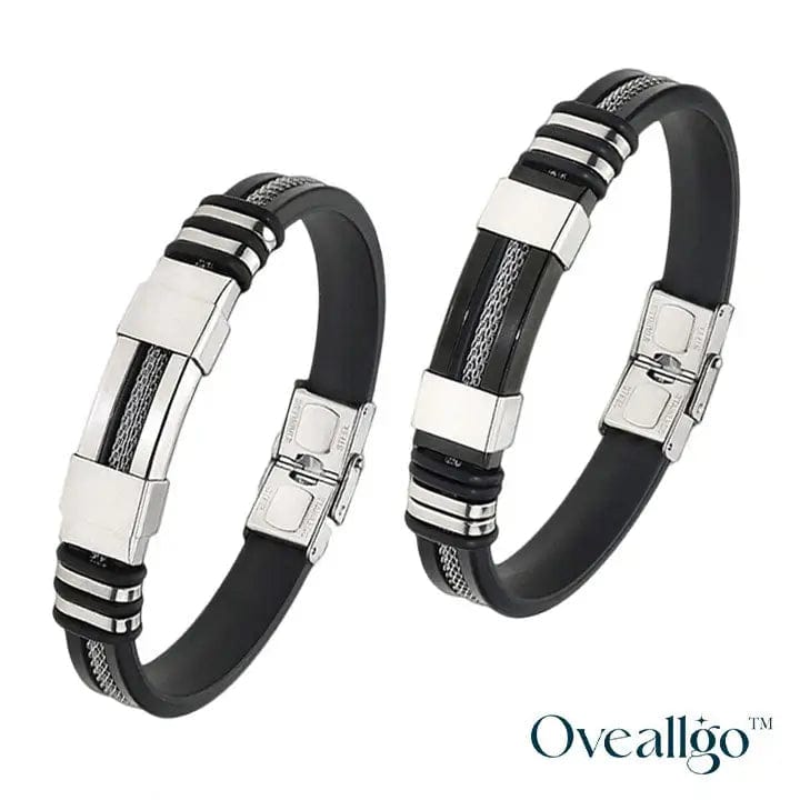 Fourovo Oveallgo™ SugarFirm TitanION Wristband Silver Frost + Midnight Black