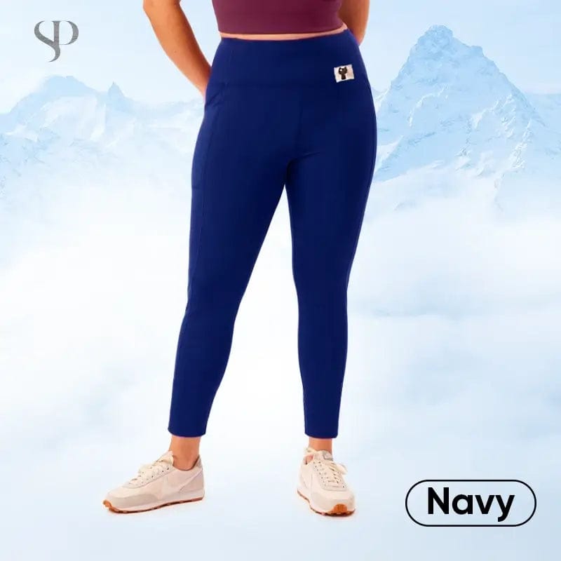 Fourovo SnugPants - Fleece Lined High Waisted Leggings Navy / XS