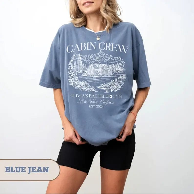 Fourovo Unisex Camp Ringer T-Shirt Blue Jean / S