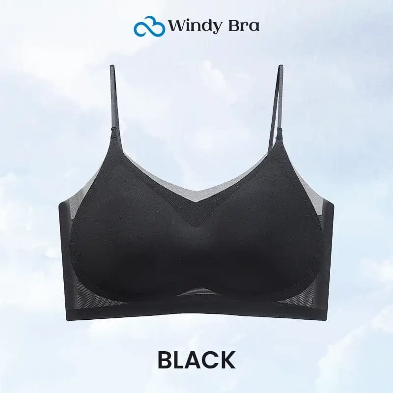 Fourovo WindyBra - Seamless Ultra-Thin Ice Silk Comfort Bra Black / 32 / A