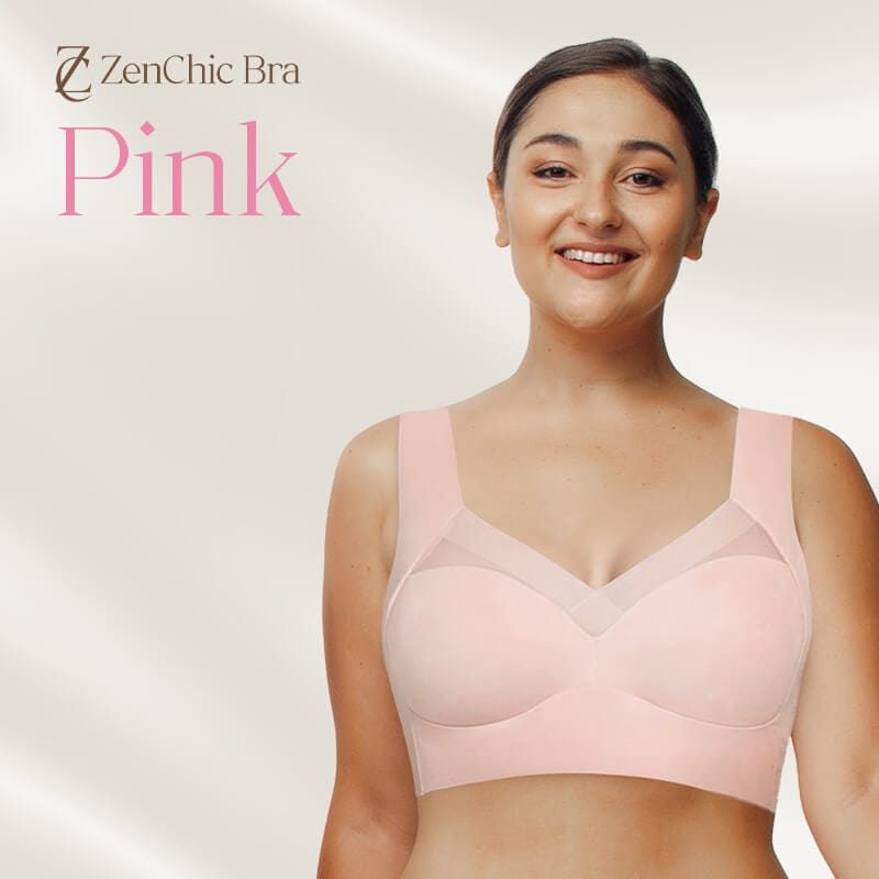 Fourovo ZenChic Bra - Summer Push Up Wireless Bra Pink / 1- Fits 30AB / 32AB